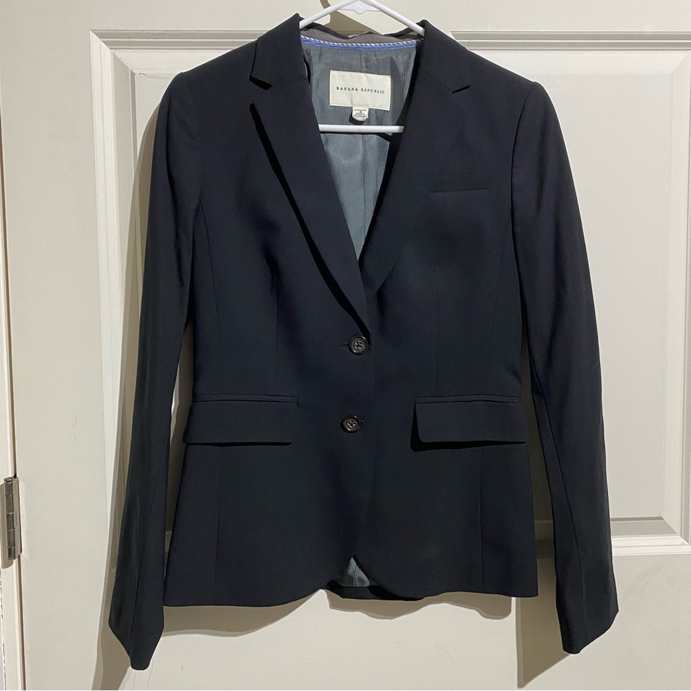 Banana Republic 95% Wool Blend Women’s Stretch Blazer Suit Coat Black Size 4